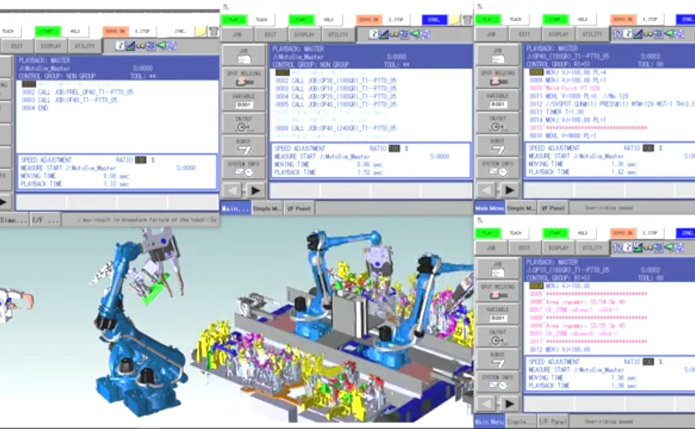 Veri programmi multirobot in esecuzione su simulatore con tempo ciclo reale